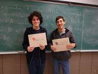 Frédéric Dupras (2nd place) and Chayim Lowen (1st place), winners of the 9th Annual Champlain Saint-Lambert Mathematics Contest of 2017